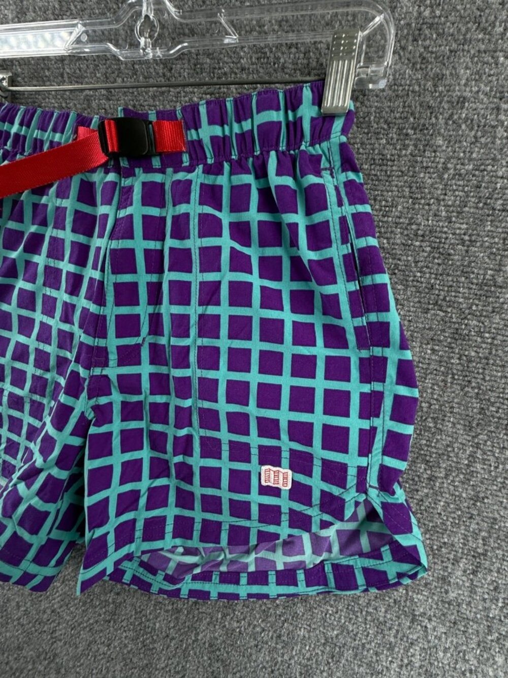 Topo Designs Purple Blue Geometric Shorts Belted XS Women Nylon Stretch Adult - Picture 2 of 14